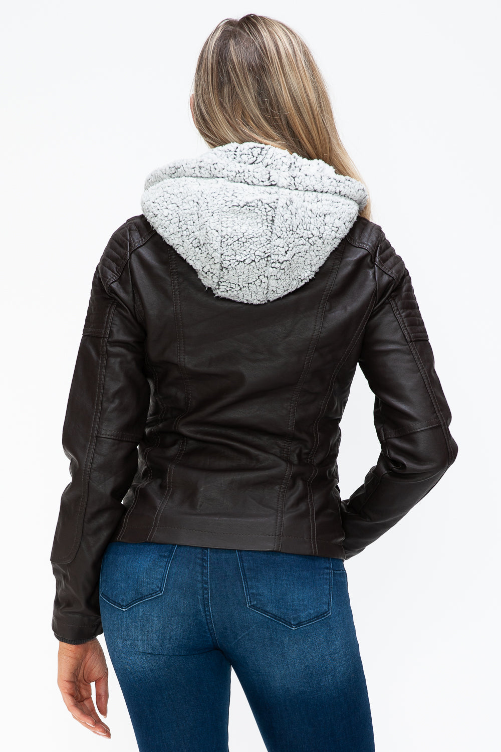 Ymi Removable Faux Layered Multi Pocket Jacket With Fuzzy Hood 3