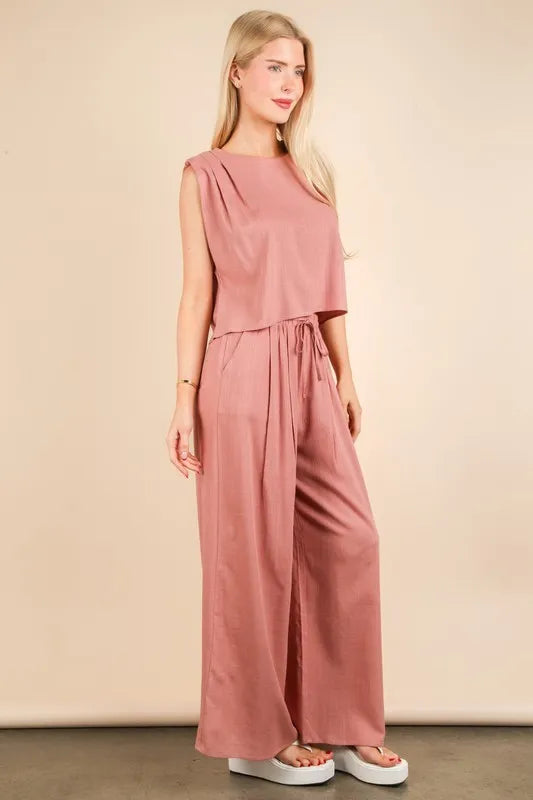 Mauve Very J Solid Woven Top Pants Set 2