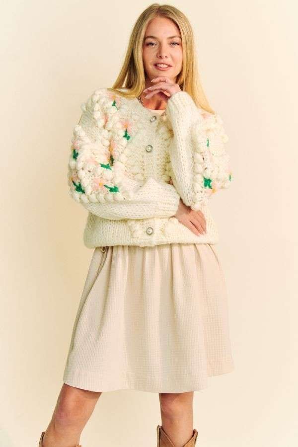 Davi Dani Floral Pattern Button Down Cardigan