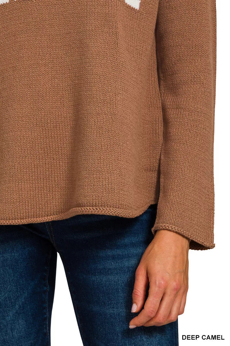 Zenana Beach V Neck Sweater 1