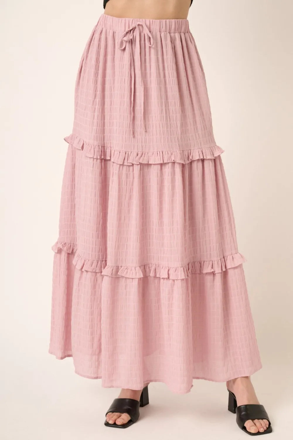Dusty Pink Mittoshop Drawstring High Waist Frill Skirt