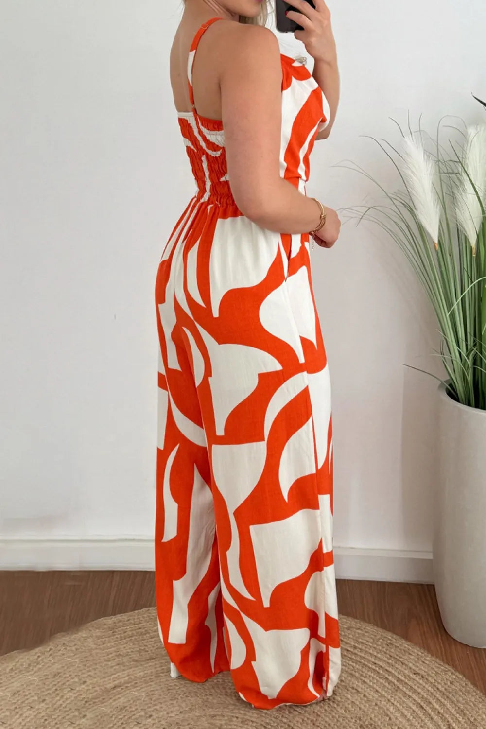 Green Two Tone Spaghetti Strap Wide Leg Jumpsuit