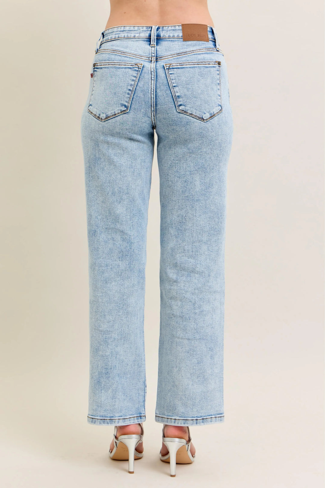 Light Judy Blue Full Size High Waist Stone Wash Straight Jeans Plus Size
