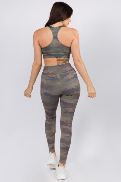 Active High Rise Camouflage Leggings With Pocket