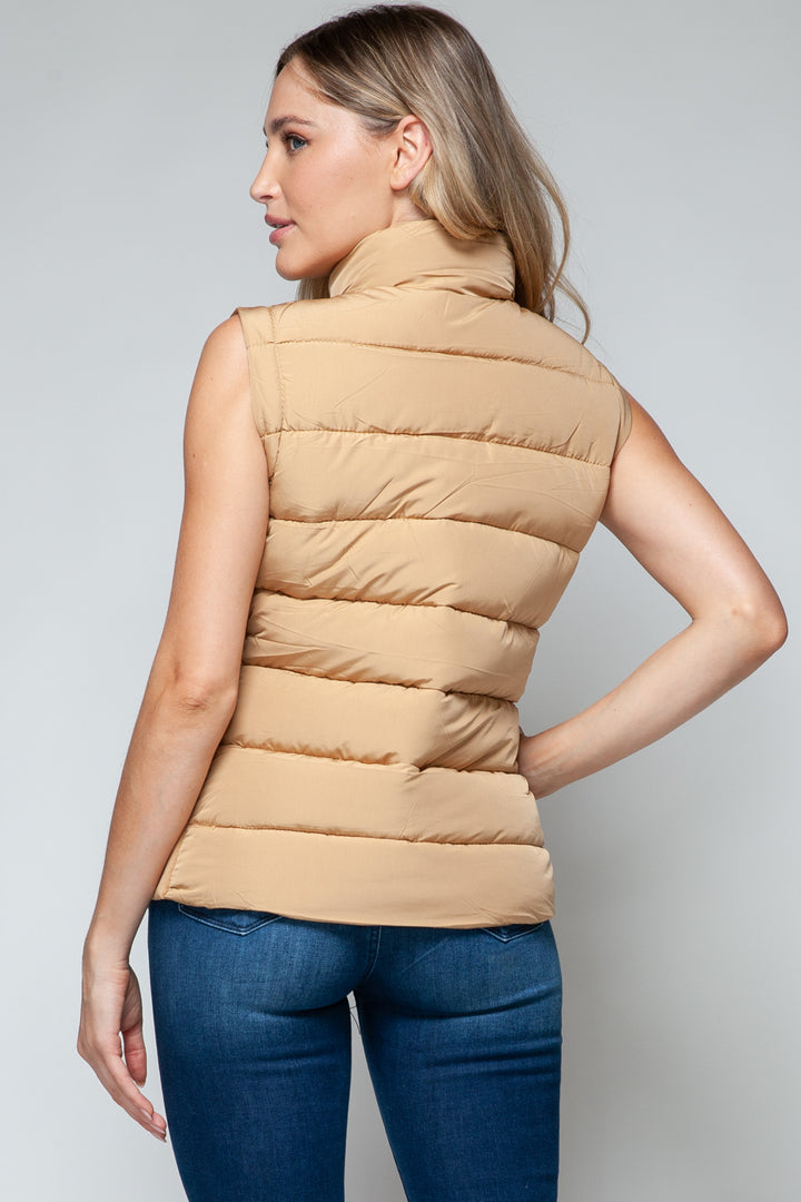 Iced Coffee Snobbish Zip Up Turtleneck Vest With Pockets