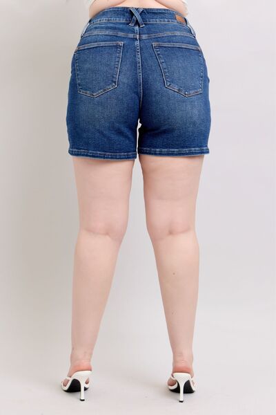 Judy Blue Full Size Double Button Waistband Denim Shorts Plus Size