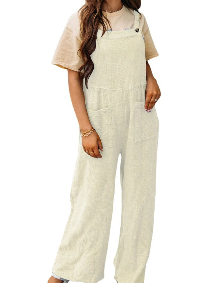 Rust Full Size Casual Wide Leg Textured Overalls Plus Size