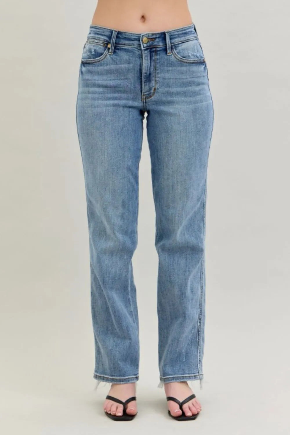 Medium Judy Blue Frayed Hem Cell Phone Pocket Dad Jeans