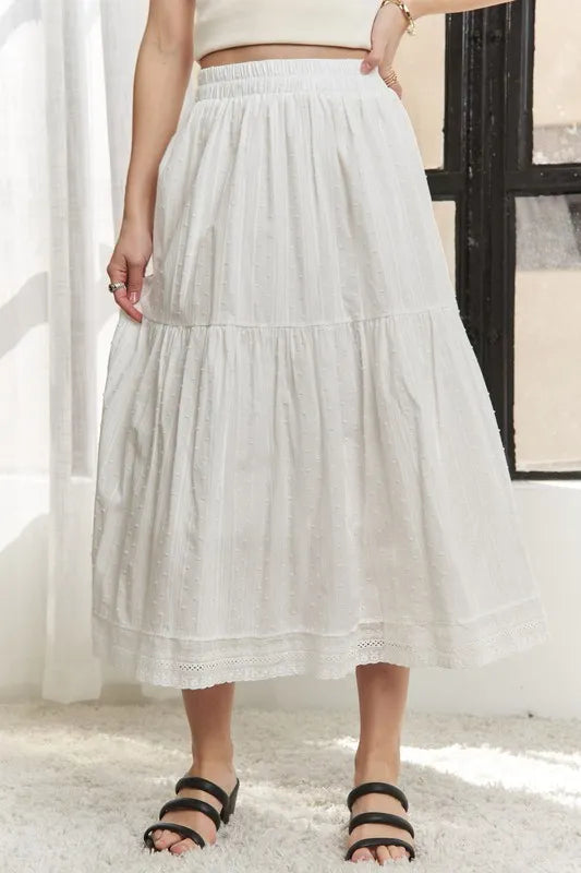 Adora Elastic Waistband Tiered Midi Skirt 4