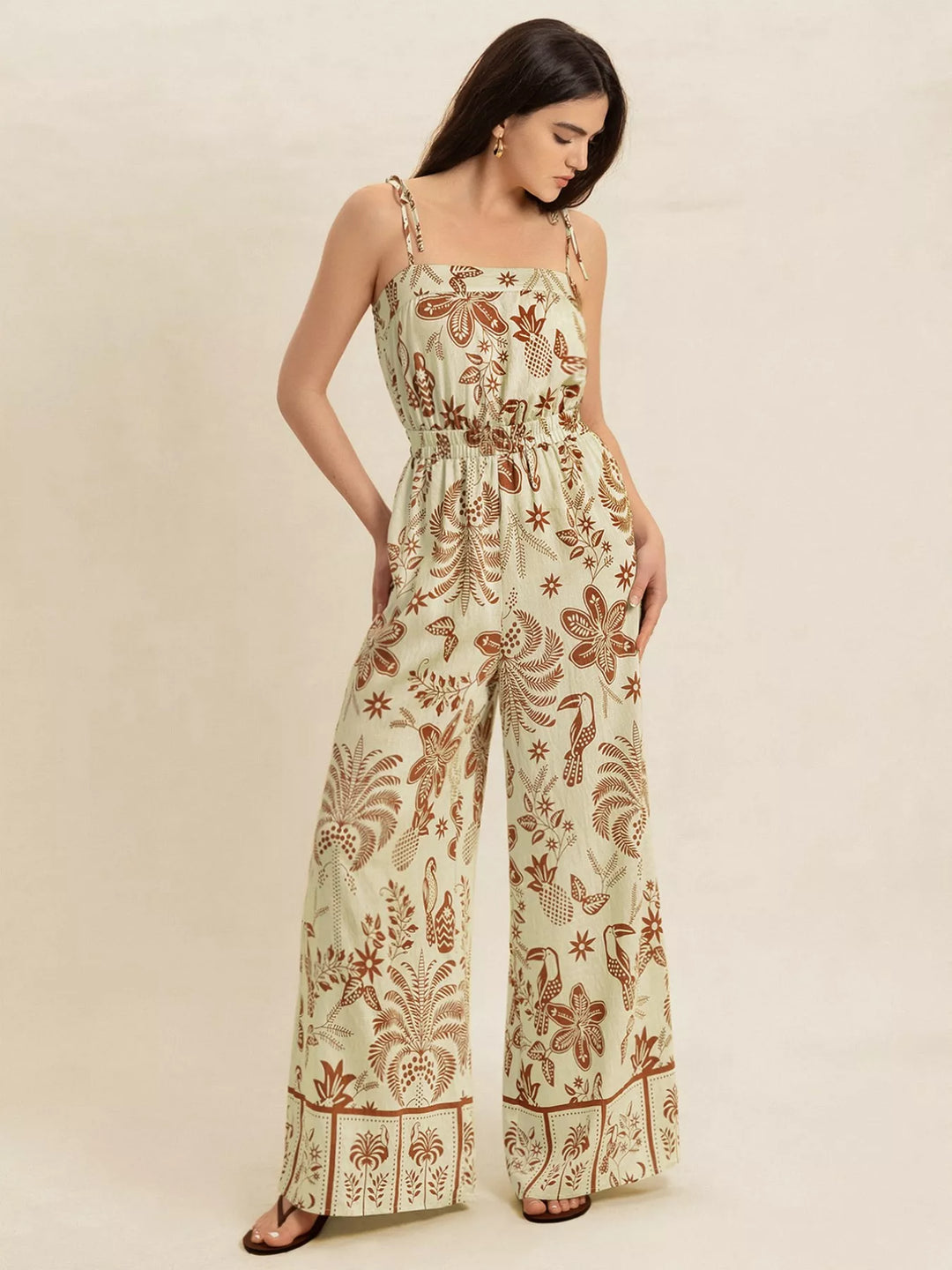 Tie Strap Wide Leg Jumpsuit