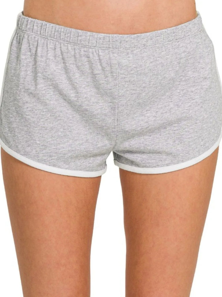 H Grey Zenana Elastic Waistband Dolphin Shorts