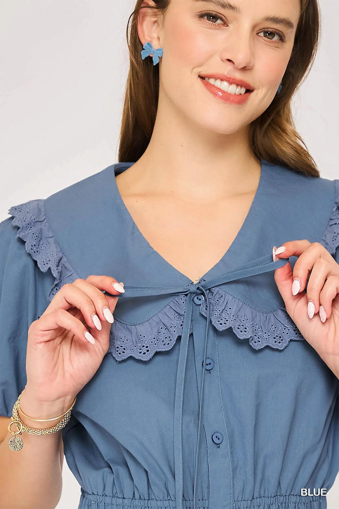 Umgee Collared Short Sleeve Button Down Romper