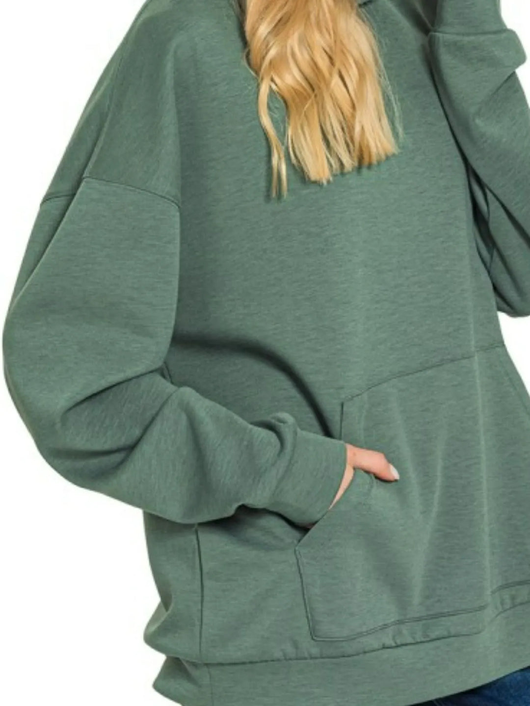 Zenana Oversized Scuba Hoodie With Kangaroo Pocket 5