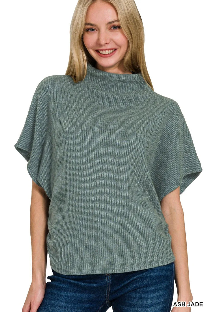 Ash Jade Zenana Mock Neck Top And Pants Sweater Set
