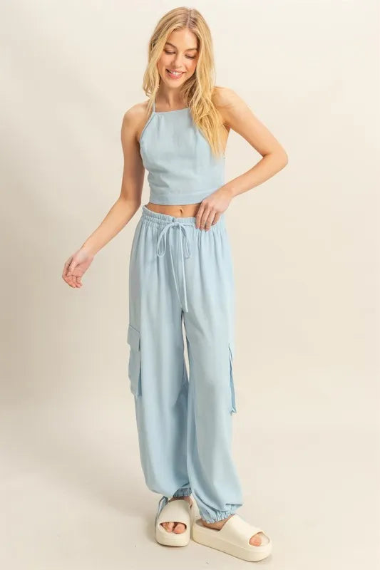 L.Blue Hyfve Crop Top And Cargo Pants Set 2