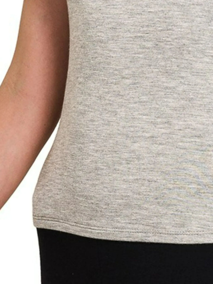 H Grey Zenana Premium Rayon Double Layered Round Neck Tank Top