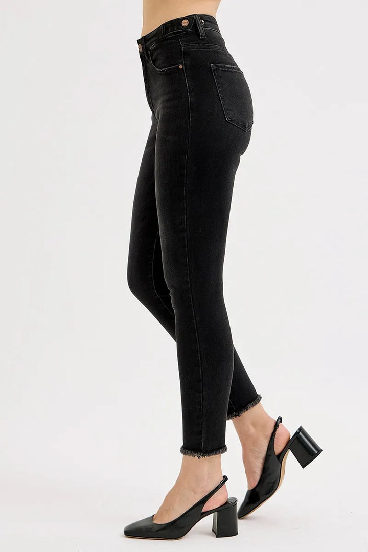 Black Risen Full Size Tummy Control High Rise Adjustable Waist Skinny Jeans Plus Size