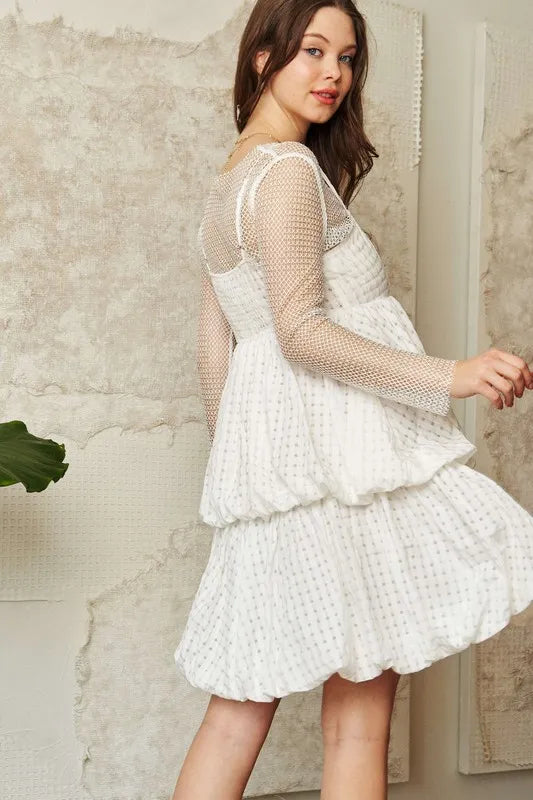 Davi Dani Checker Print Side Pockets Textured Mini Dress