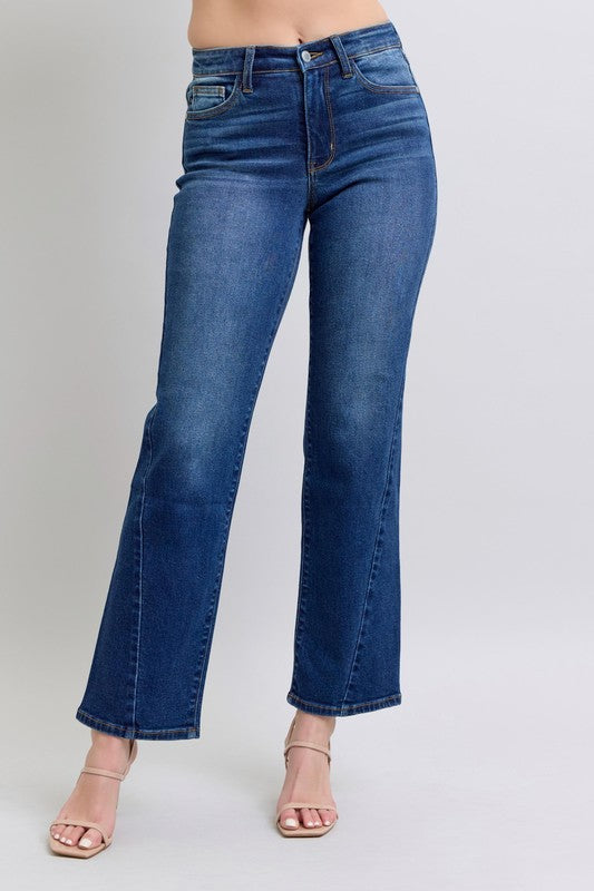 Medium Judy Blue Full Size Side Seam Detail Straight Jeans With Pockets