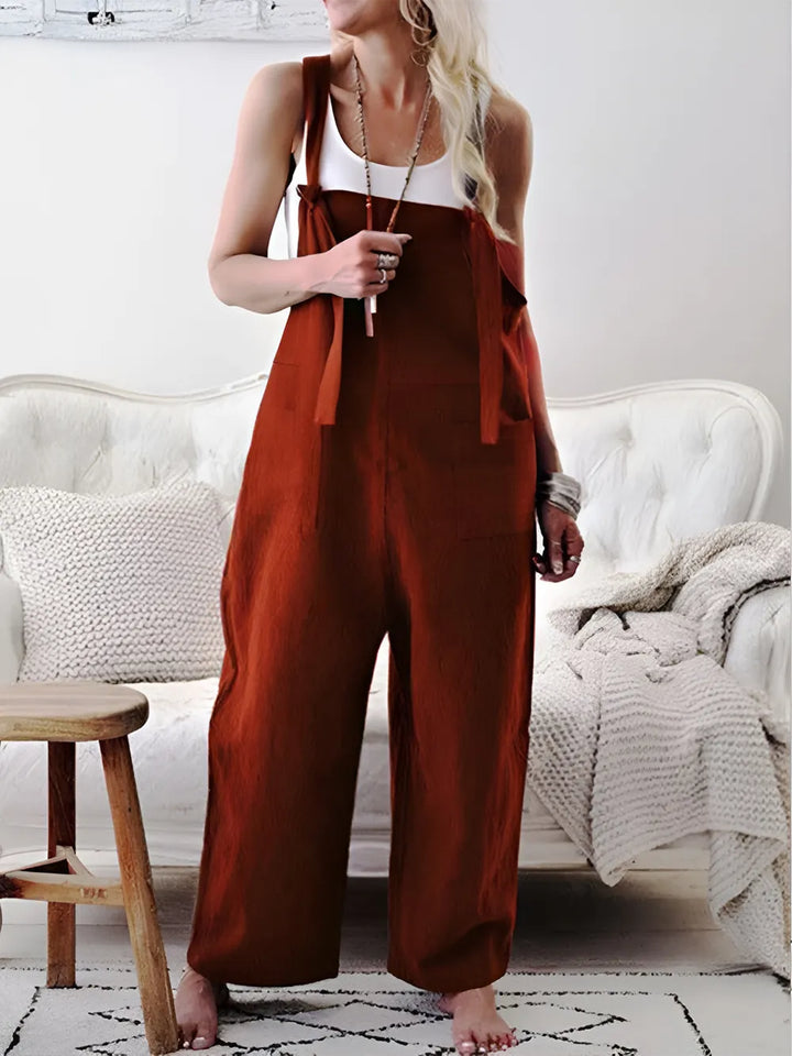 Burgundy Pocketed Wide Strap Overalls