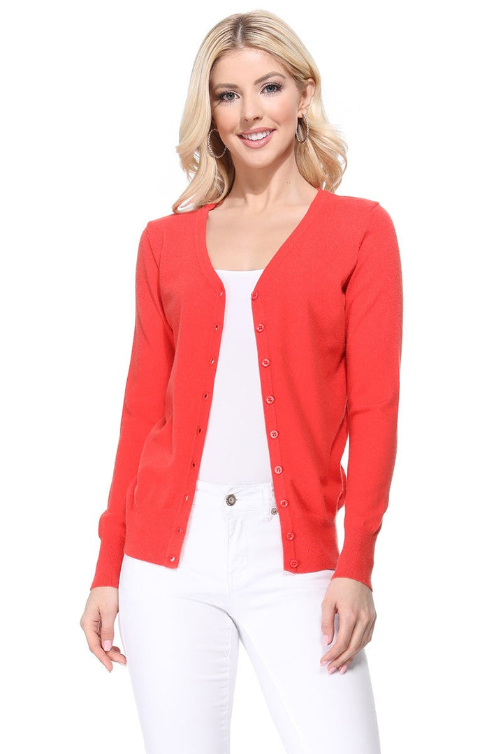 Peacock Womens V Neck Button Down Knit Cardigan Sweater