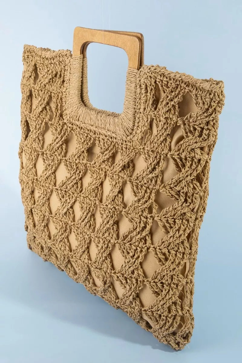 Iv Fame Square Straw Braided Tote Bag