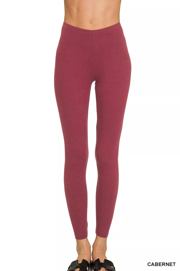 Cabernet Zenana Premium Cotton Full Length Leggings 1