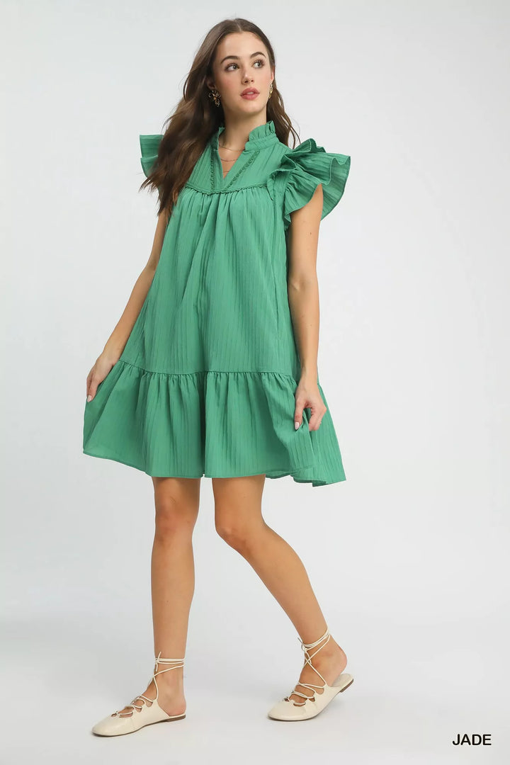 Jade Umgee Flutter Sleeve Tiered Dress