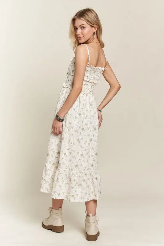 Adora Smocked Floral Sweetheart Neck Cami Dress