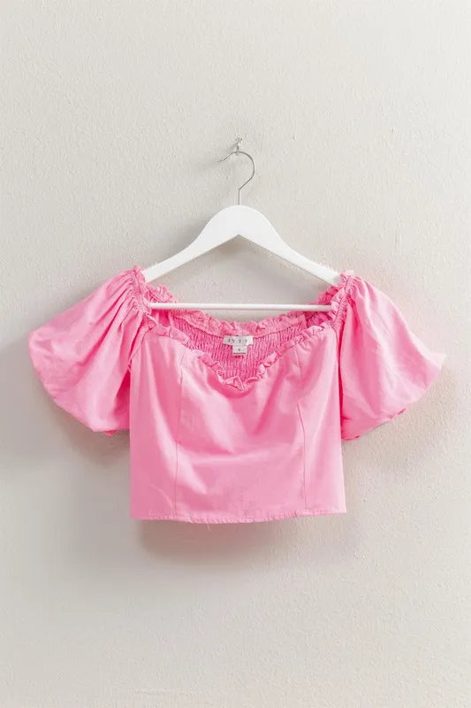 Pink Hyfve Puff Sleeve Sweetheart Neck Top 3