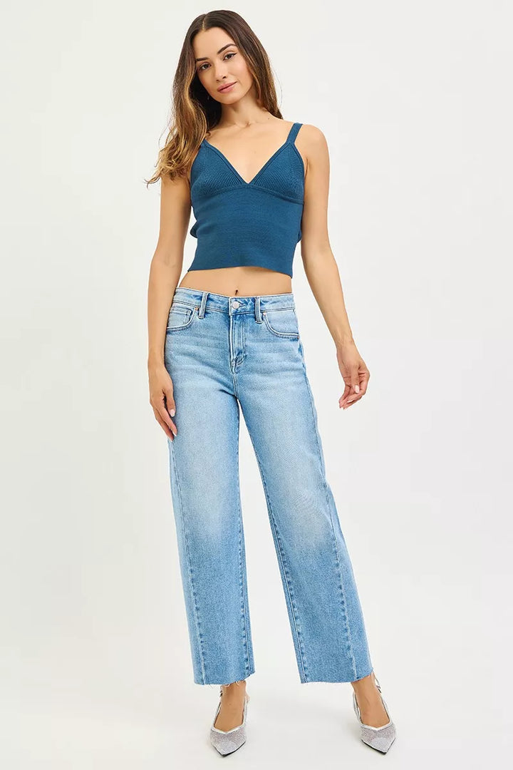 Light Risen Full Size Slouchy Cropped Barrel Jeans With Curved Side Seam Plus Size