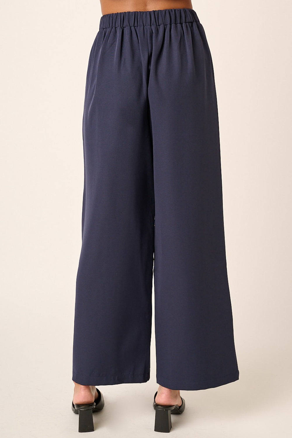 Dark Navy Mittoshop Inverted Pleat Detail Wide Leg Pants 1