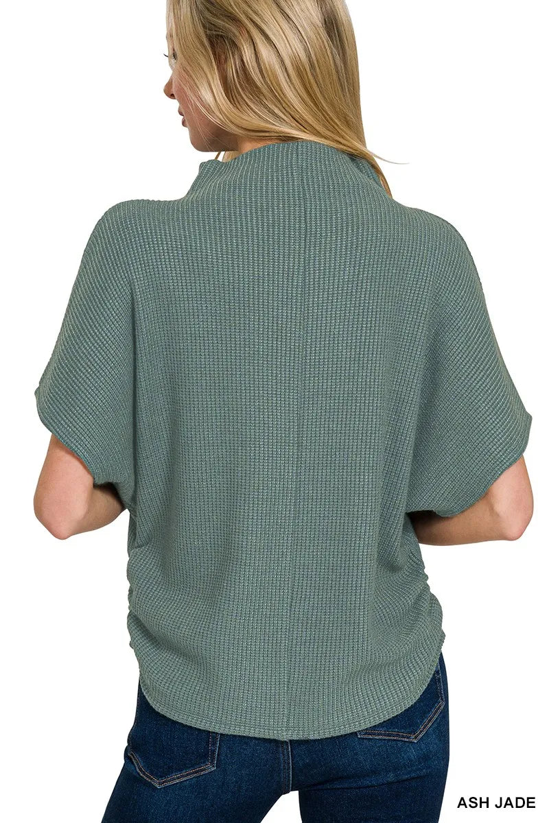 Zenana Mock Neck Top And Pants Sweater Set