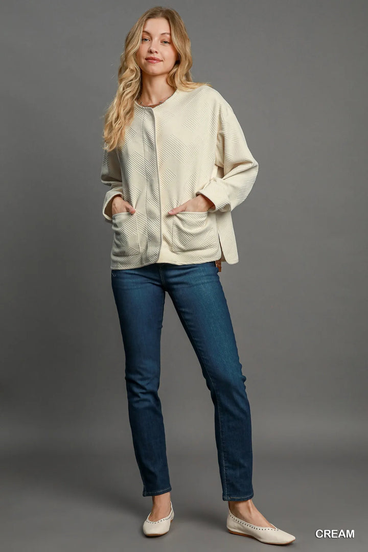 Cream Umgee Textured Jacquard Jacket 1