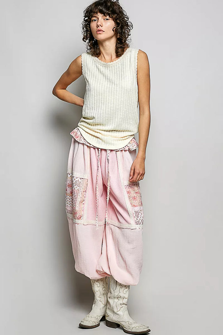 Pol Ribbed Round Neck Tank With Lace Trim 2