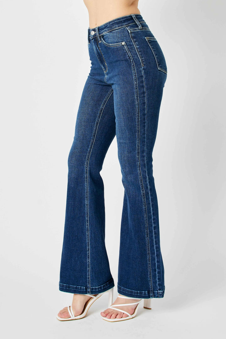 Dk Judy Blue Full Size Hw Angled Side Seam Detail Flare Jeans Plus Size
