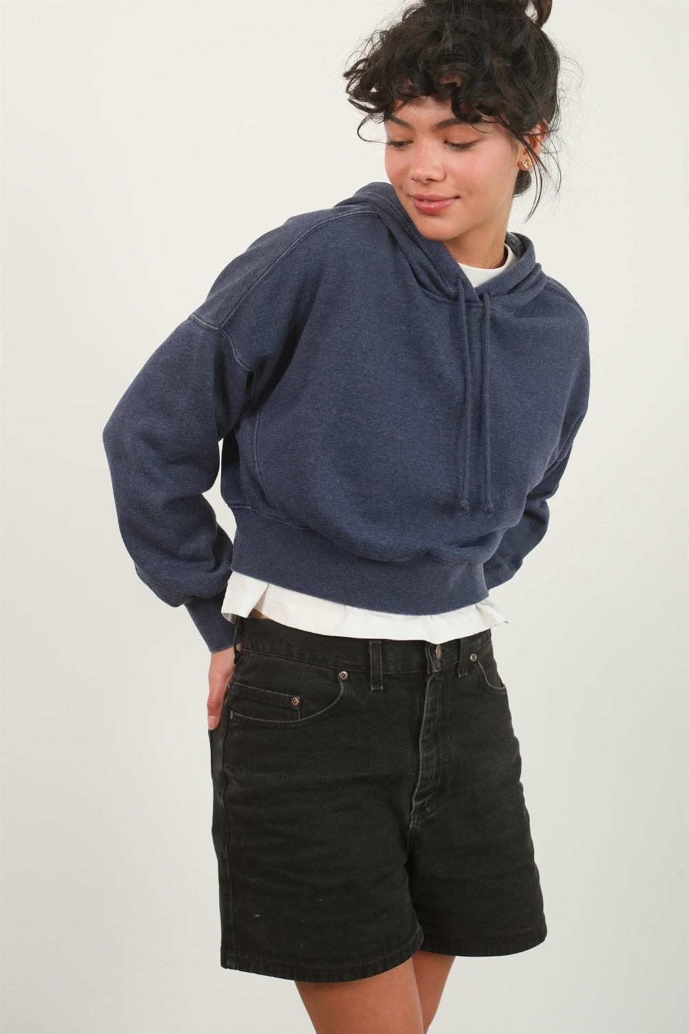 Dark Night Hyfve Drop Shoulder Cropped Hoodie