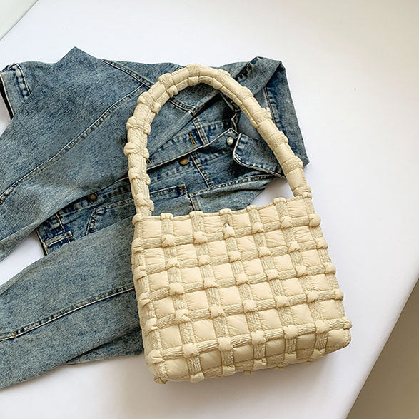 Maya Basket Weave Puffer Tote 1