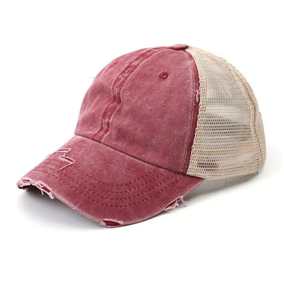 Distressed Messy Bun Hat Cap 1