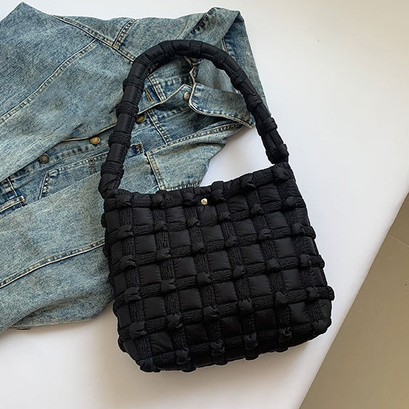 Maya Basket Weave Puffer Tote 1