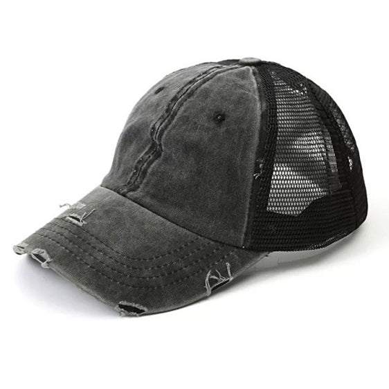 Distressed Messy Bun Hat Cap 1