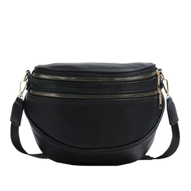 Sabrina Double Zip Leather Crescent Sling 1