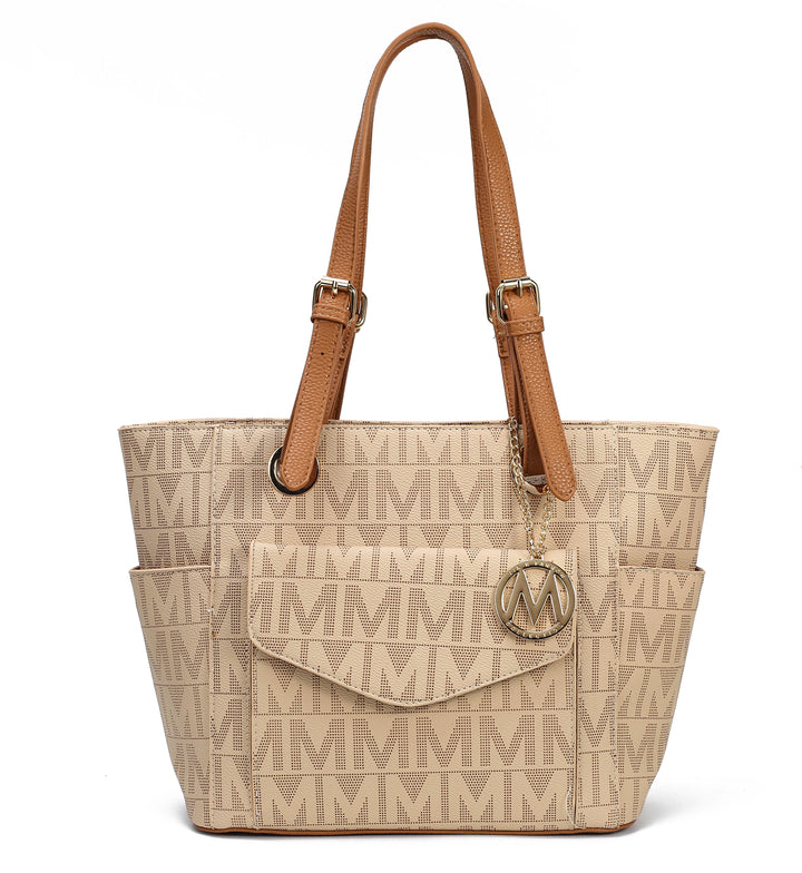 White MKF Collection By Mia K Griselda Signature Tote Bag
