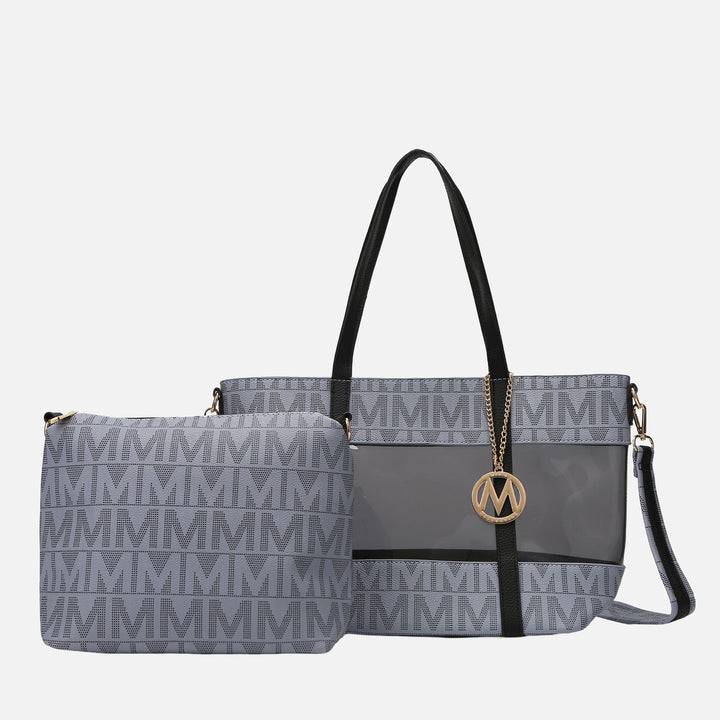 Beige MKF Collection By Mia K Belinda Signature Tote Bag And Pouch Set