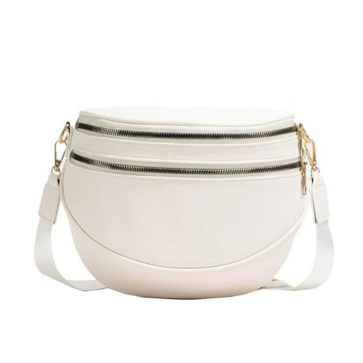 Sabrina Double Zip Leather Crescent Sling 1