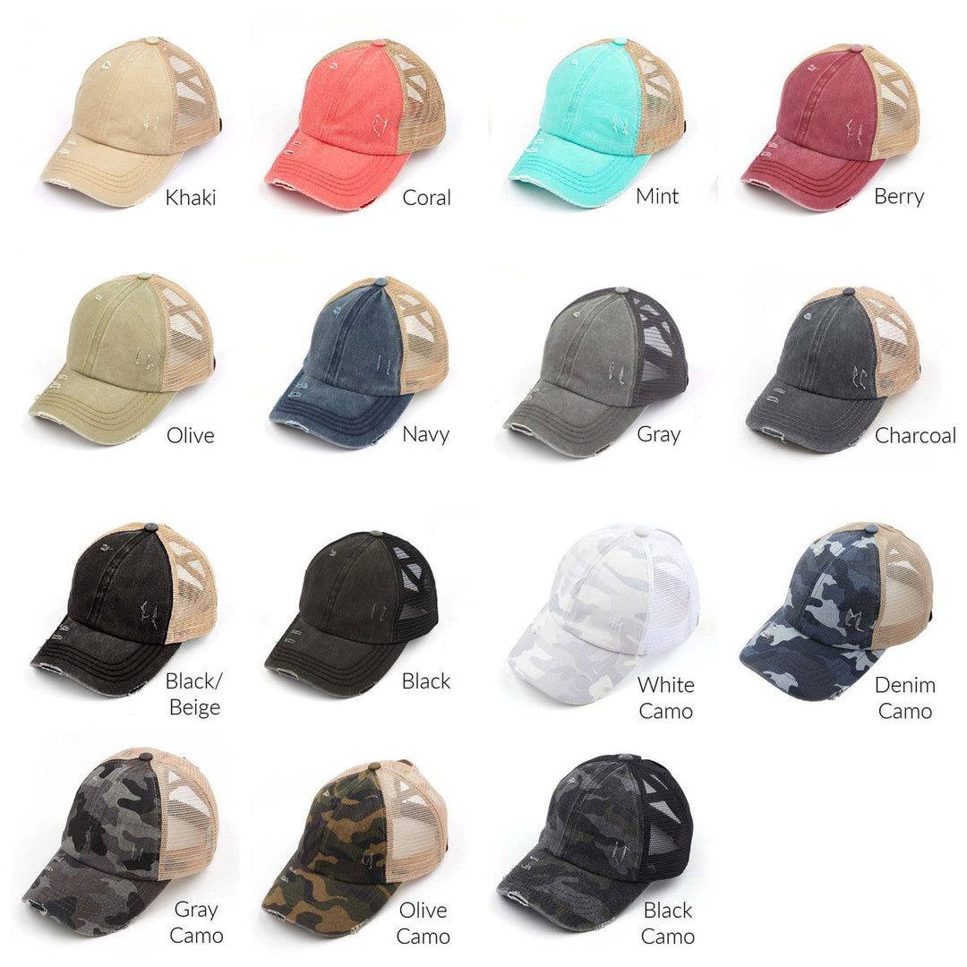 Black Camo Cc Criss Cross Ponytail Caps 1