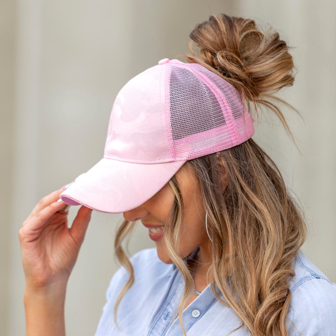 Camo Messy Bun Cap 1
