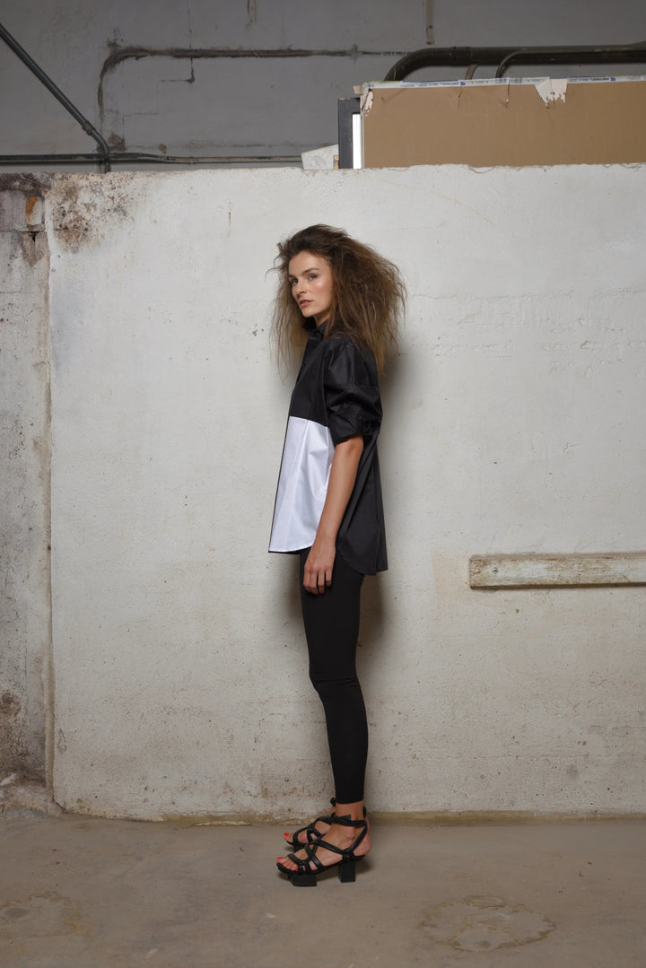 Black/White 2 Tone Boxy Shirt
