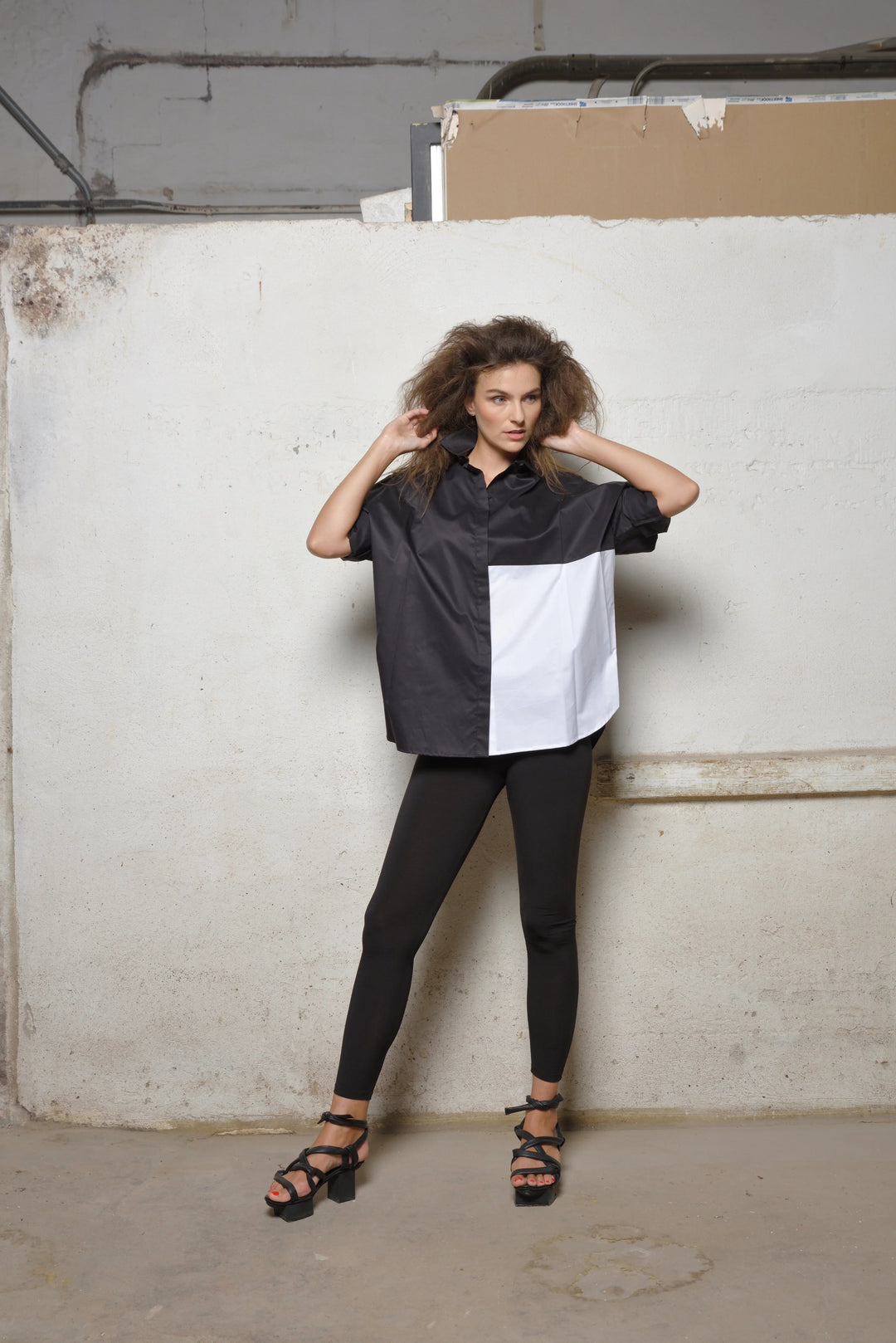 Black/White 2 Tone Boxy Shirt