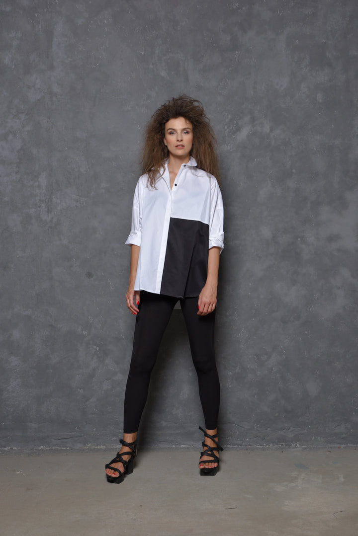 Black/White 2 Tone Boxy Shirt